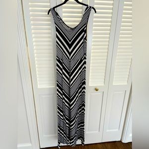 Navy blue striped maxi dress